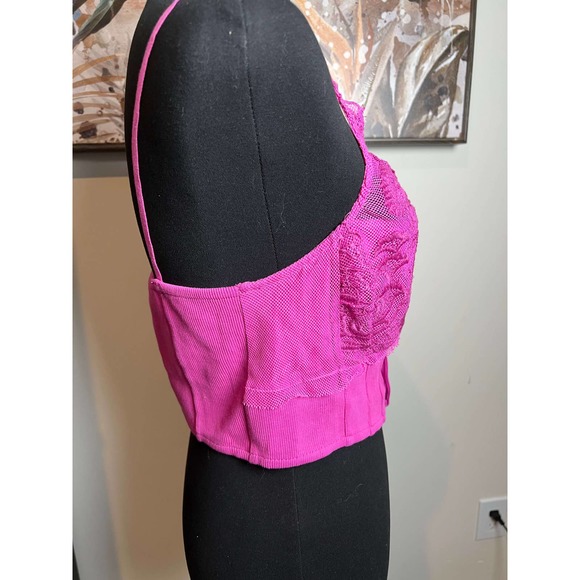 Free People “Have My Heart” Cropped Tank Top Raspberry Sorbet M - Picture 8 of 13